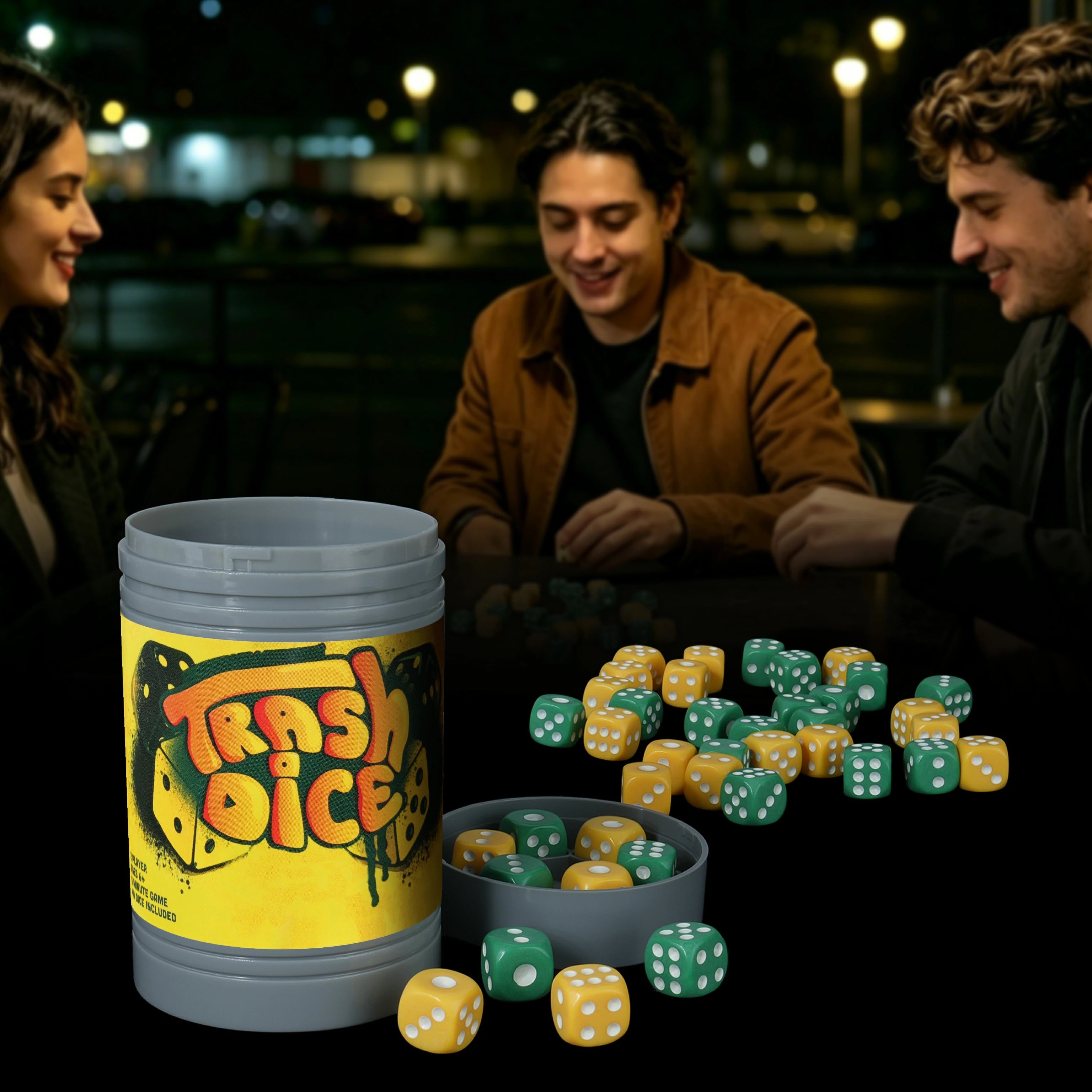 "Trash Can" Dice Game Acrylic D6 Dice – Fun Party Game Set