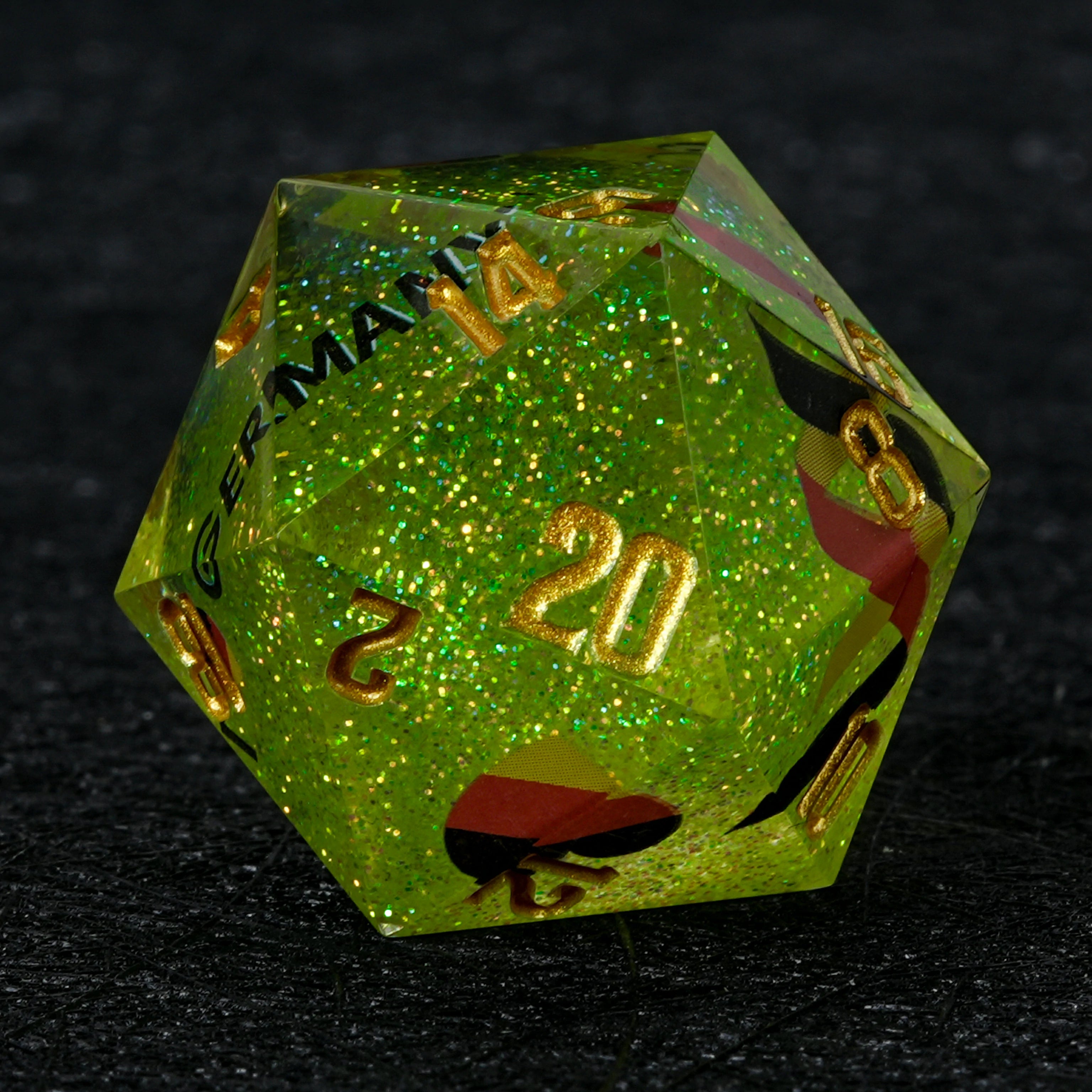 Germany Soccer DND Dice Set – World Cup Green Glitter Resin Dice for RPG