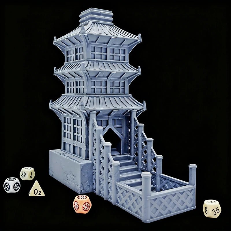 3D printed Beijing Dice Tower foldable desktop multi - layer tower building model DND dice rolling accessories - Bear Dice