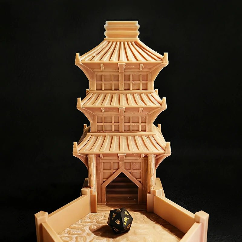 3D Printed Yellow Oriental Beijing Dice Tower Foldable Hexagonal Dice Tray Bezel - Bear Dice