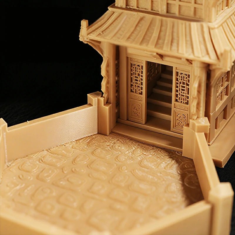 3D Printed Yellow Oriental Beijing Dice Tower Foldable Hexagonal Dice Tray Bezel - Bear Dice