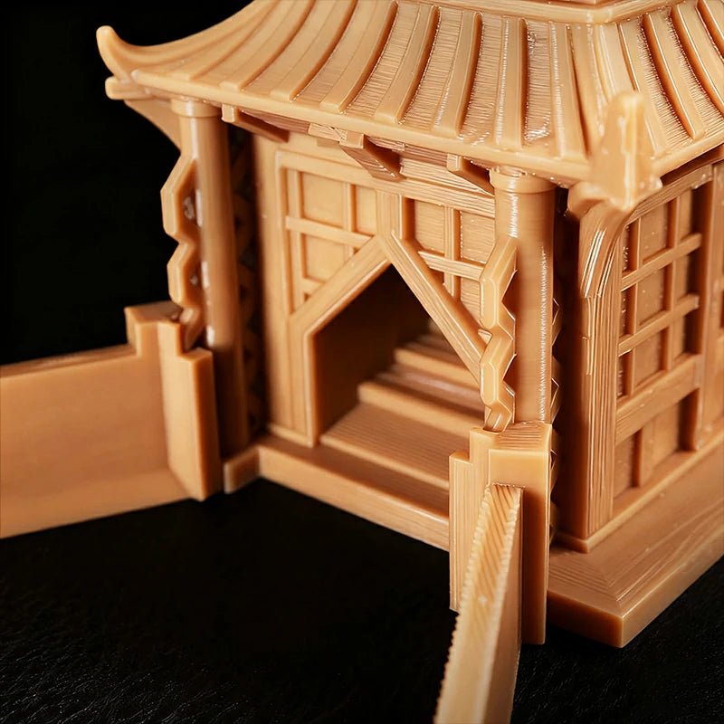 3D Printed Yellow Oriental Beijing Dice Tower Foldable Hexagonal Dice Tray Bezel - Bear Dice