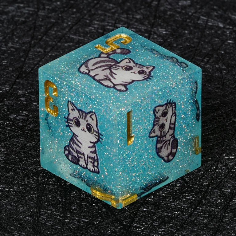 Kickstarter Dice — American Shorthair Cat Polyhedral DND Resin Dice Set