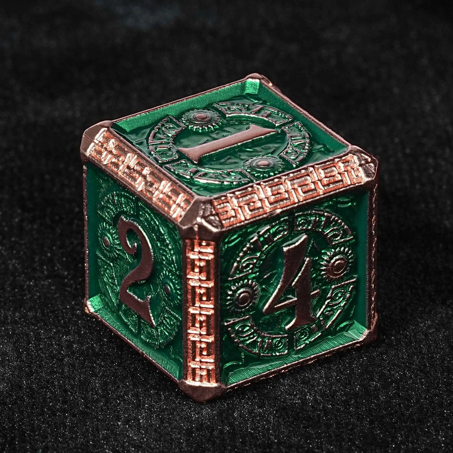 The Exquisite Mayan - themed Dice set with Copper - and - green Design -D6 dice | Bear Dice