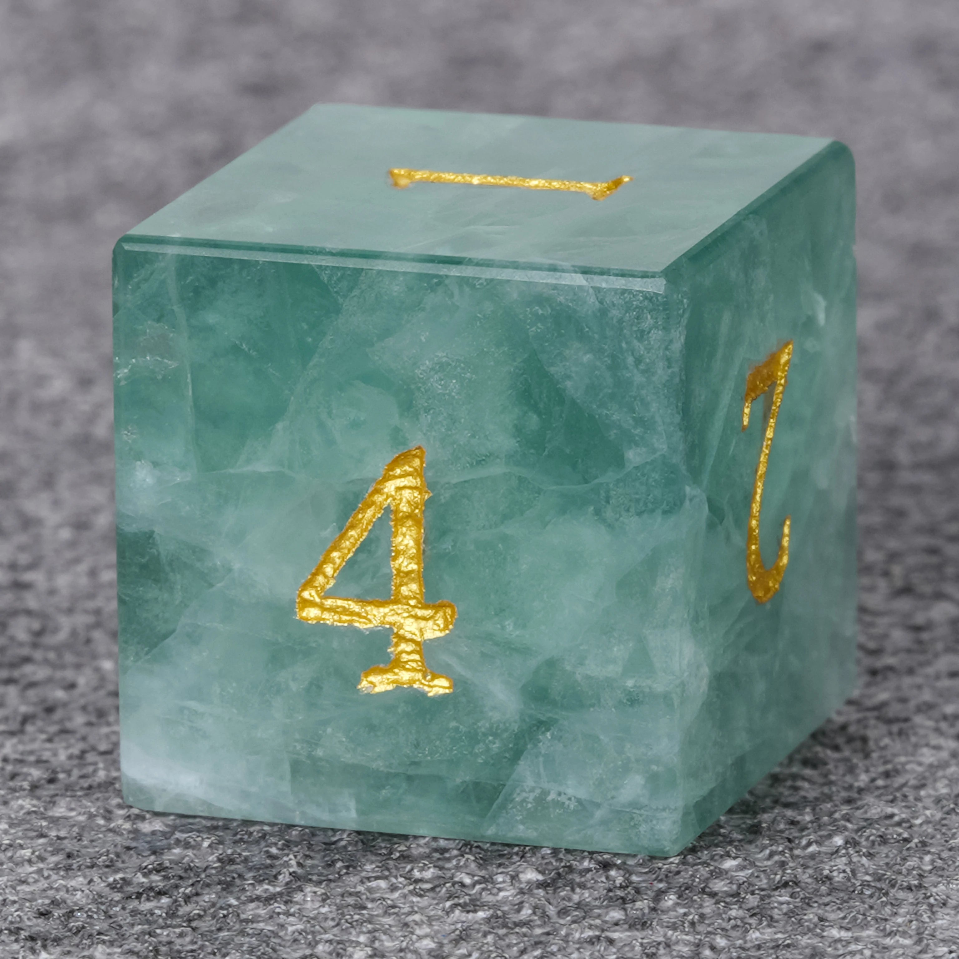 Natural Green Fluorite Multi-Faceted Dice Set