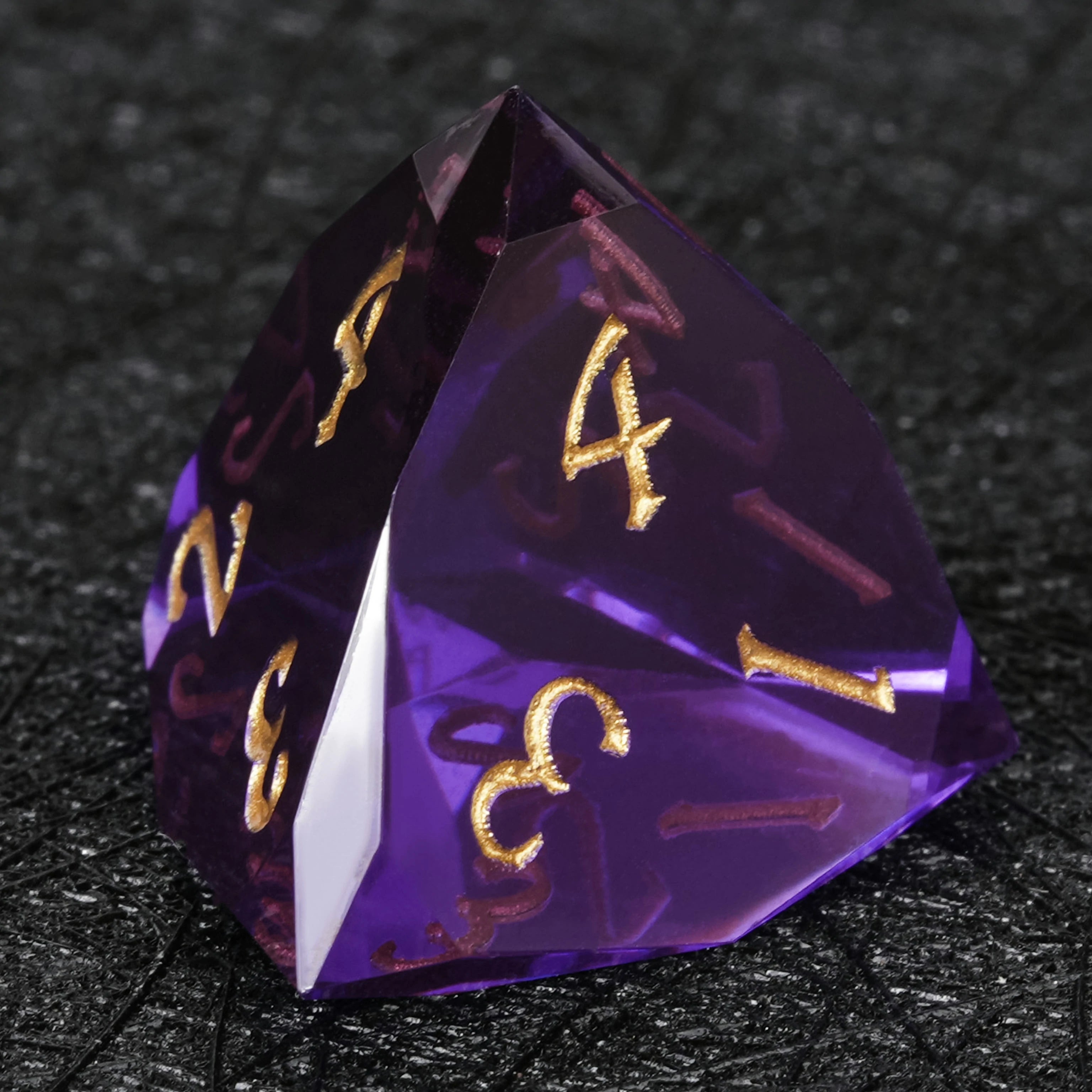 Bright Purple Transparent Resin DND Dice Set – Handmade D20 Dice for RPG