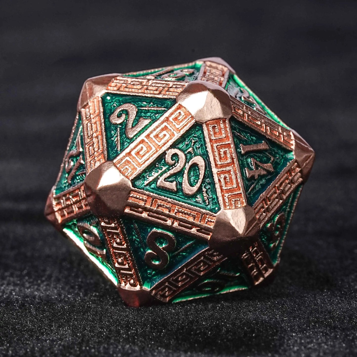 The Exquisite Mayan - themed Dice set with Copper - and - green Design -D20| Bear Dice