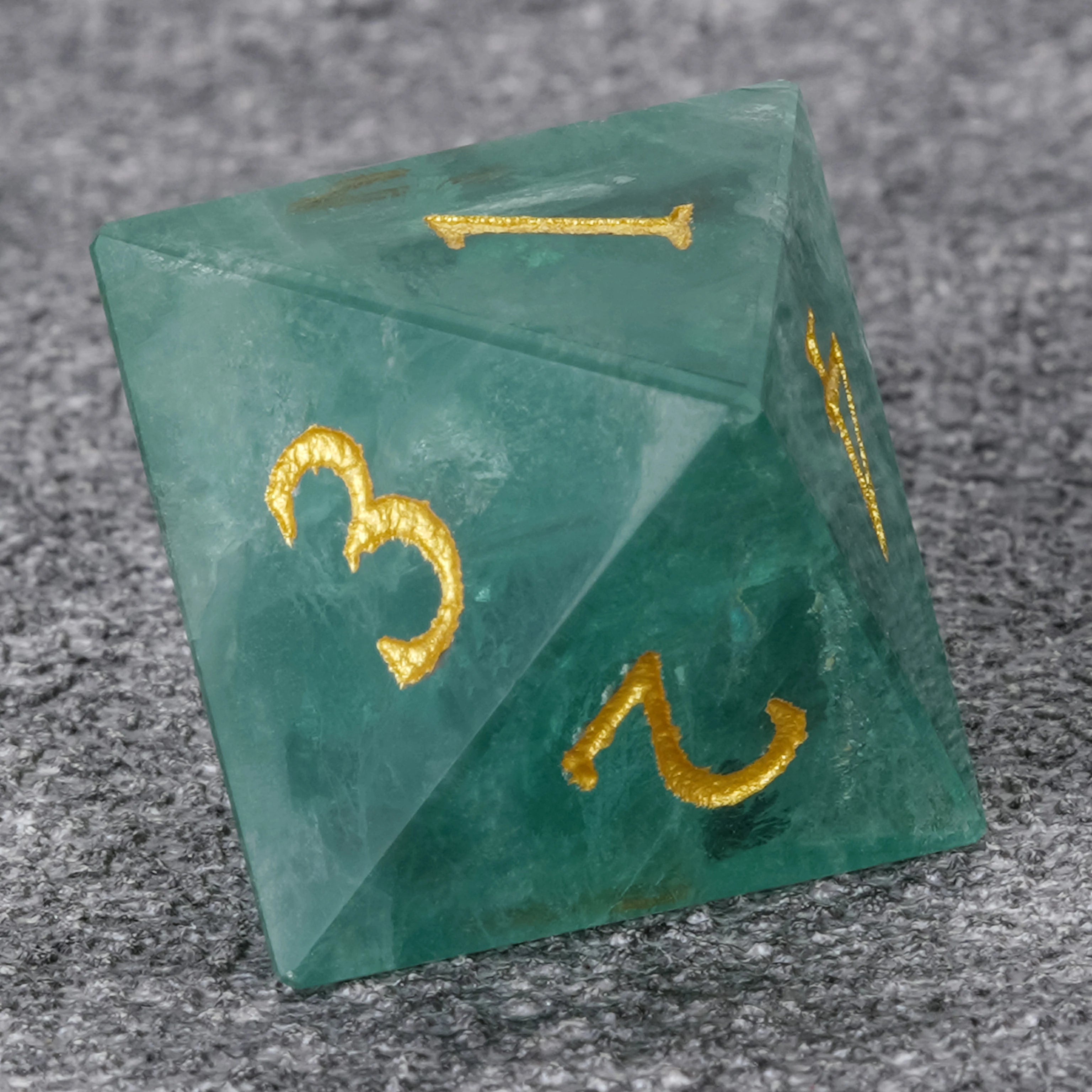 Natural Green Fluorite Multi-Faceted Dice Set