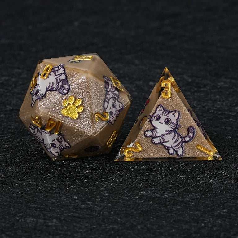 Kickstarter Dice — American Shorthair Cat Polyhedral DND Resin Dice Set