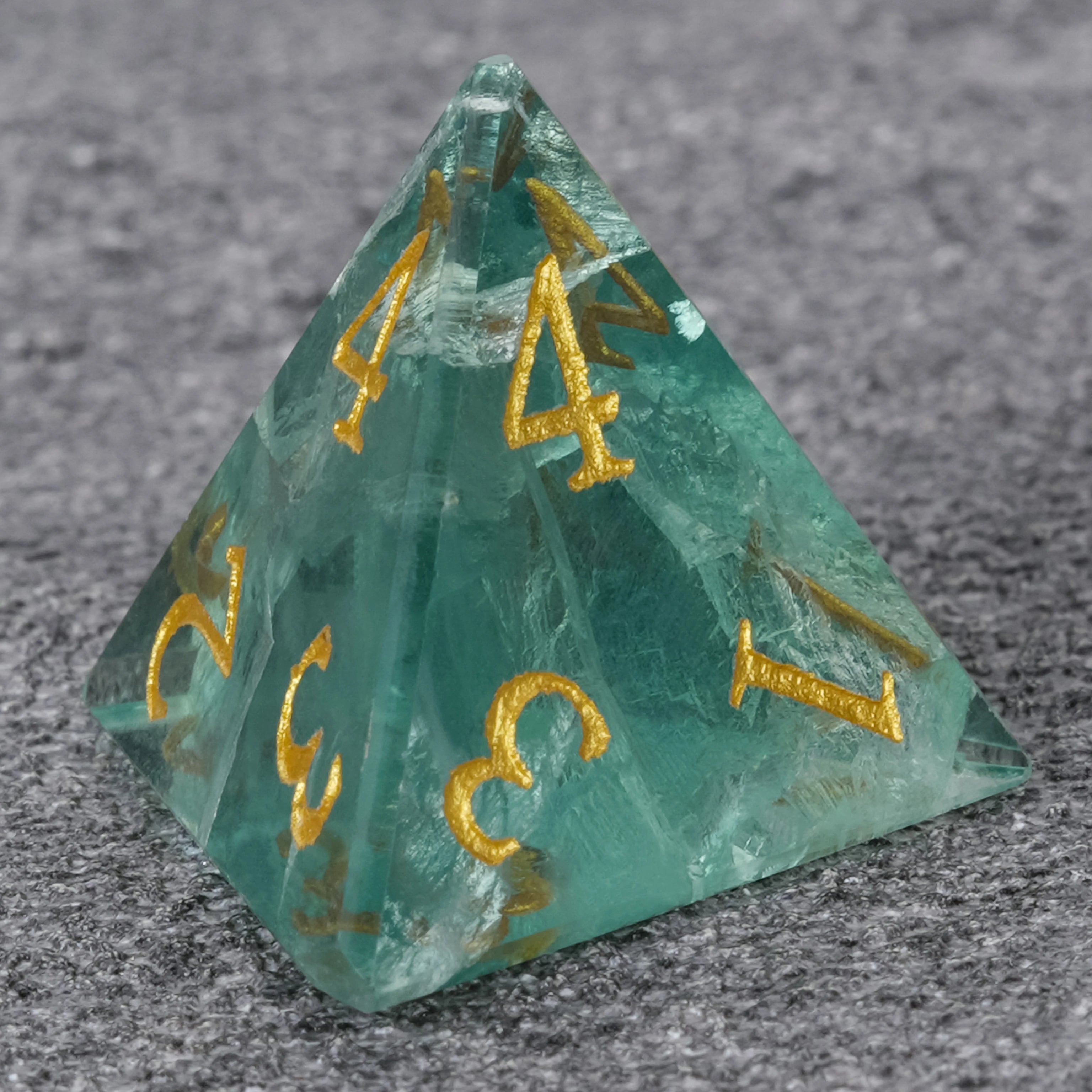 Natural Green Fluorite Multi-Faceted Dice Set