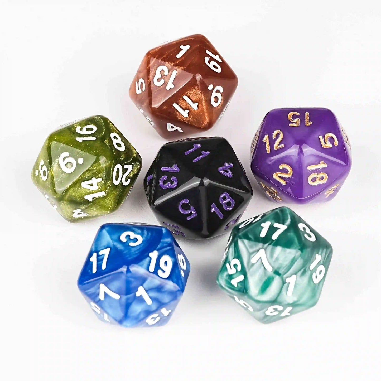 Gemas ilimitadas: paquete de 6 juegos con bolsa de dados: juego de dados DnD de 7 piezas | Dados de acrílico para juegos de rol