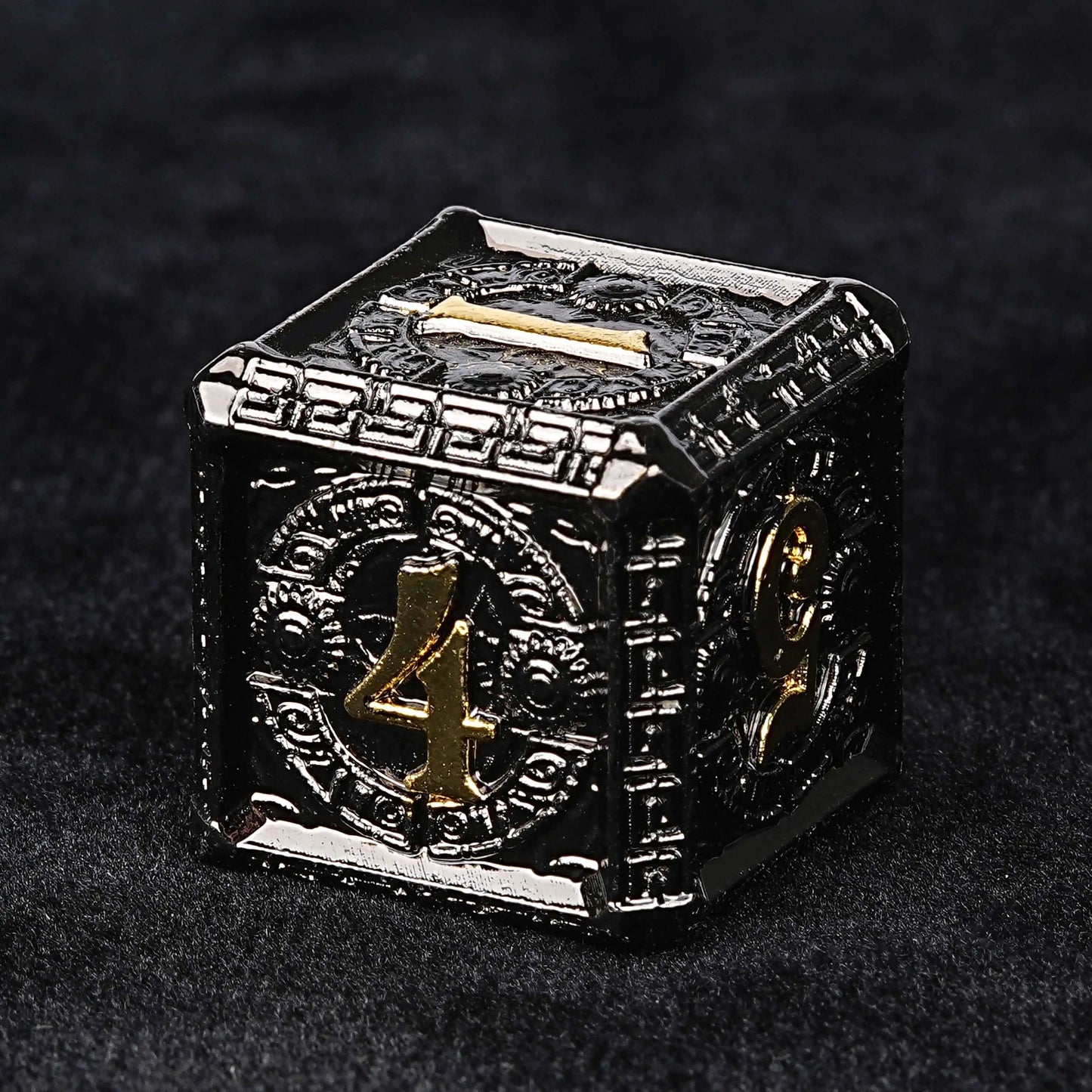 Black Gold Metal DND D6 Dice | Bear Dice