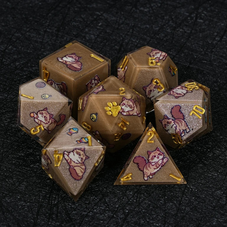 Kickstarter Dice — Siberian Cat Polyhedral DND Resin Dice Set