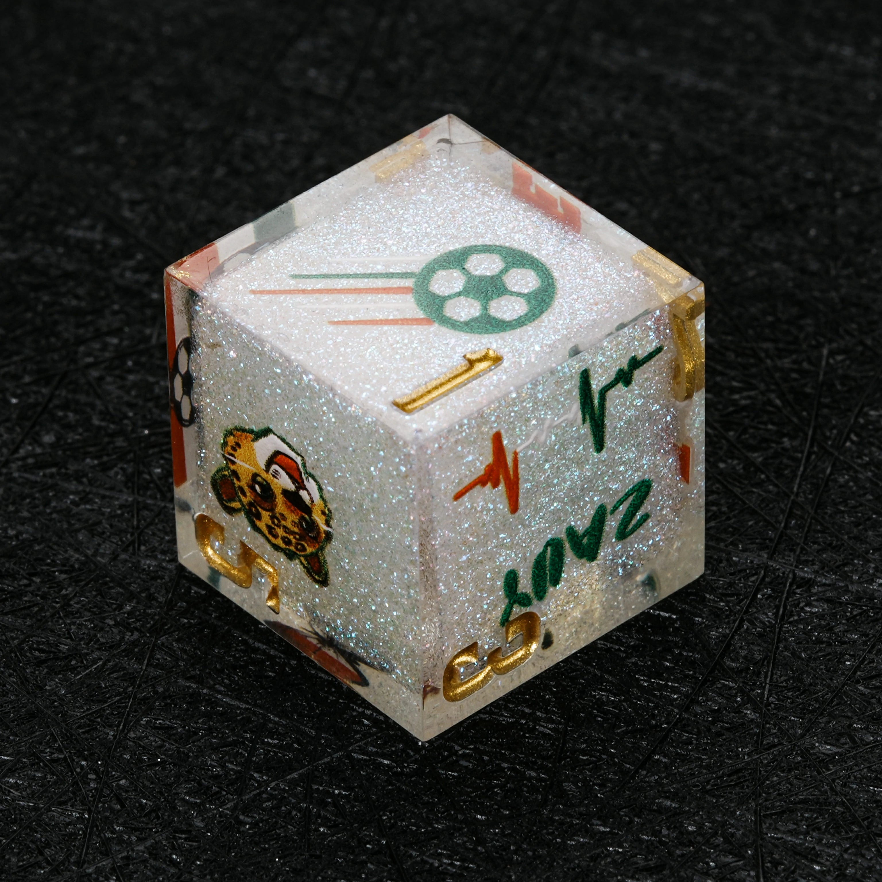 Mexico Soccer DND Dice Set – World Cup Glitter Resin Polyhedral Dice for RPG