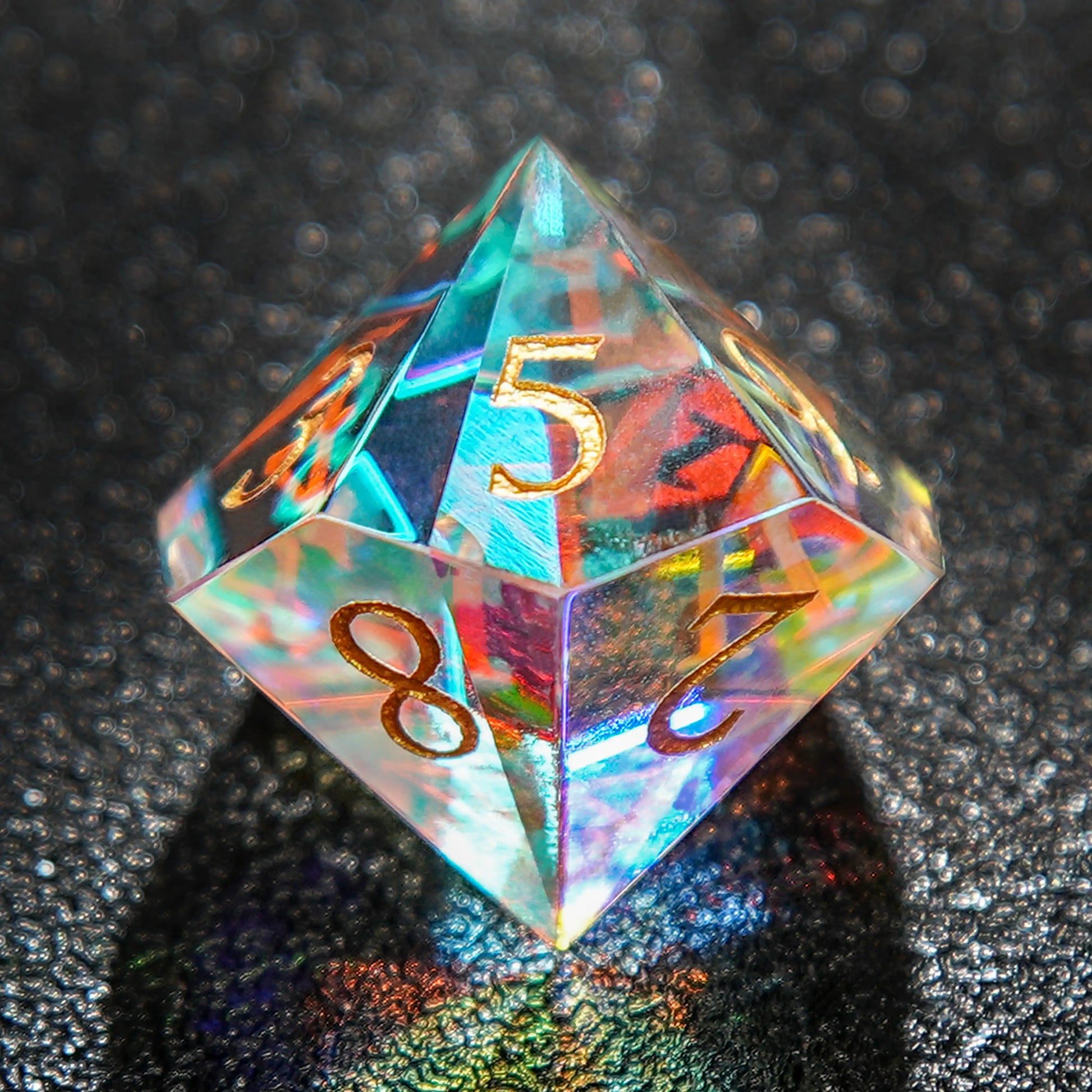 Rainbow Phantom - Two Way Prism Gemstone D&D 10 Sided  Dice | Bear Dice