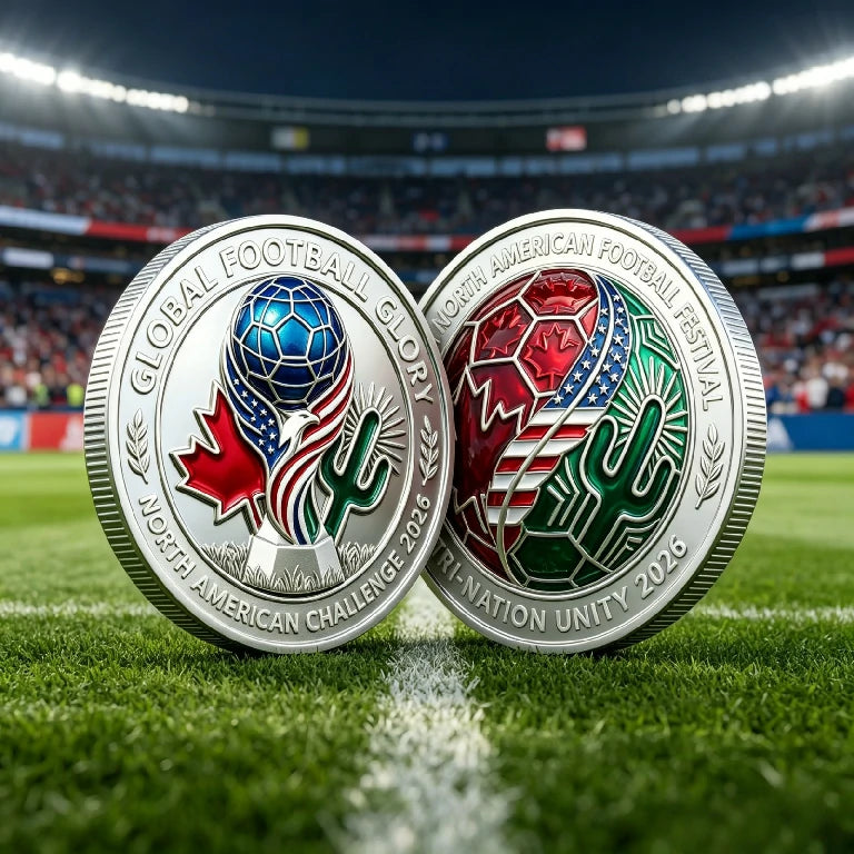 2026 World Cup 3D Embossed Commemorative Coin | Collectible Metal Football Souvenir Badge