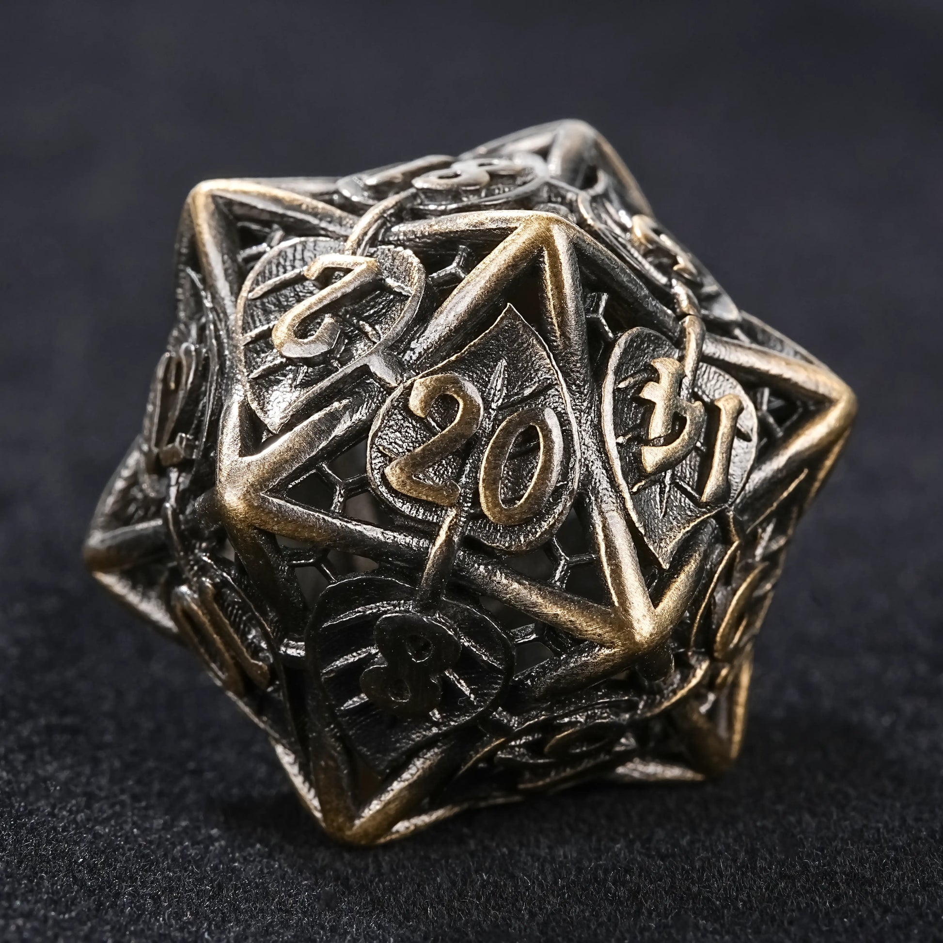 Bronze black metal hollow D20 dice role playing game | Bear Dice