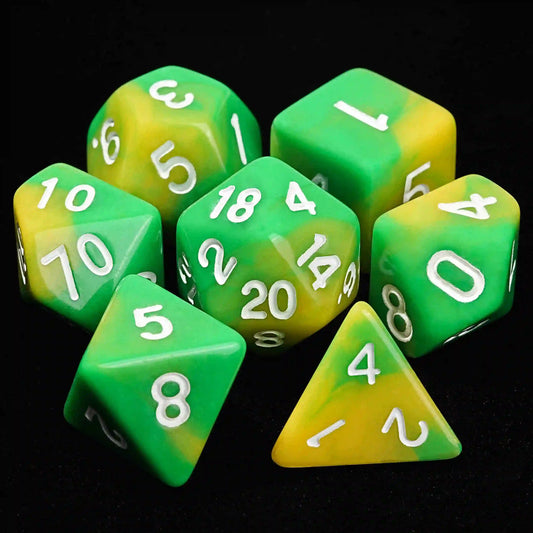 Green and yellow gradient acrylic DND dice set | Bear Dice