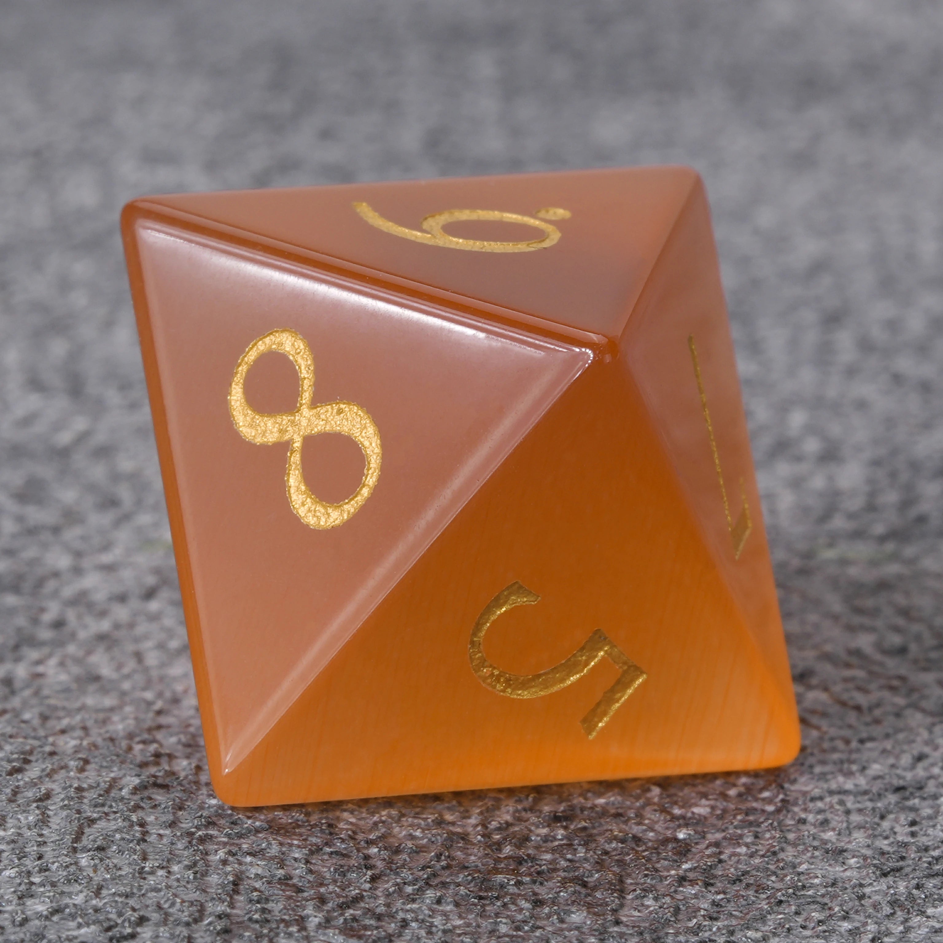 Orange Cat's Eye DND Gemstone Dice Set