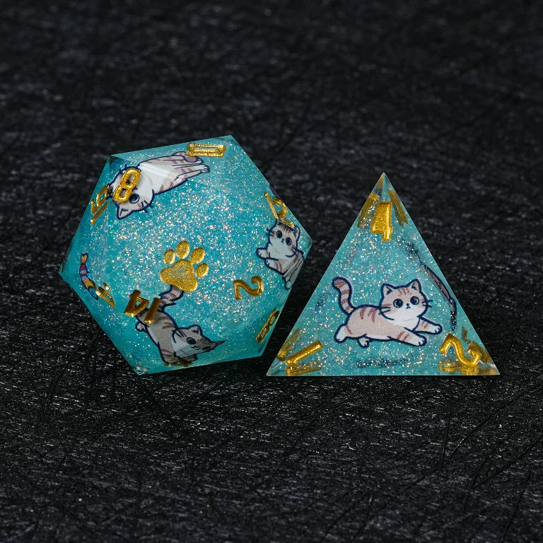 Kickstarter Dice — British Shorthair Polyhedral DND Resin Dice Set