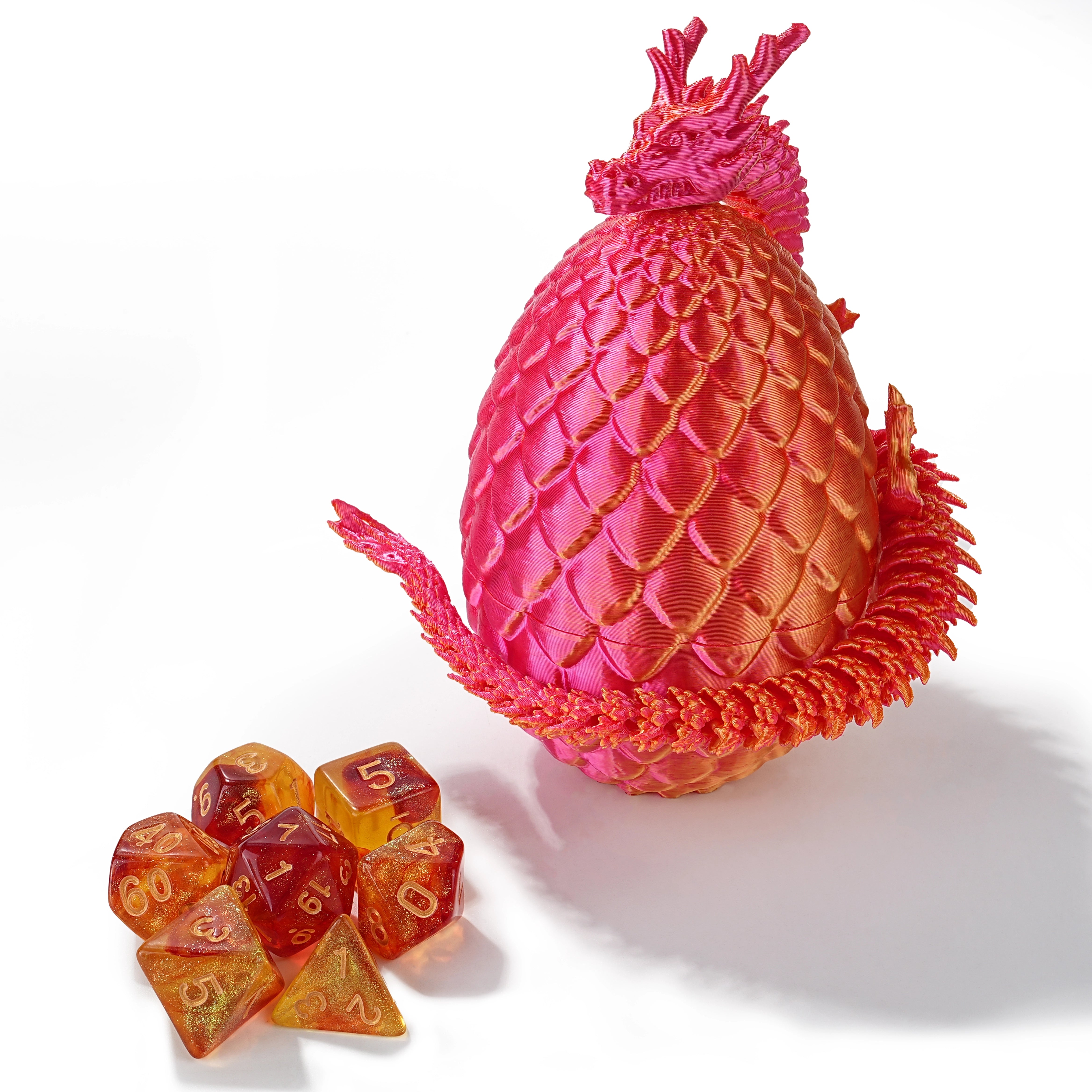 Unique 3D Printed Dragon Egg Acrylic Dice Set - DND Desktop Essentials