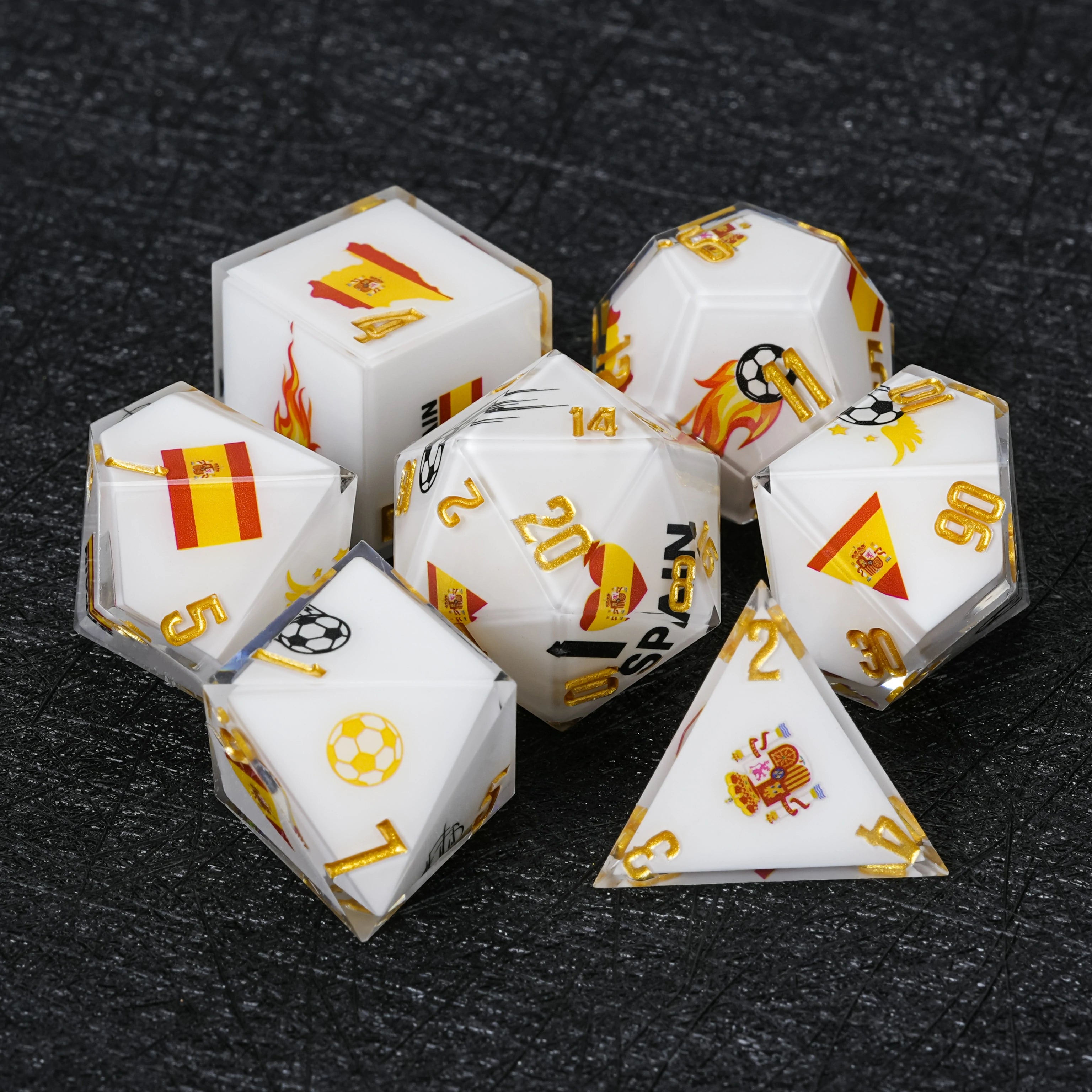 Spain Soccer Resin DND Dice Set – World Cup Kickstarter Edition