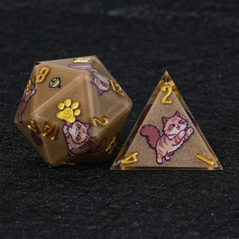 Kickstarter Dice — Siberian Cat Polyhedral DND Resin Dice Set