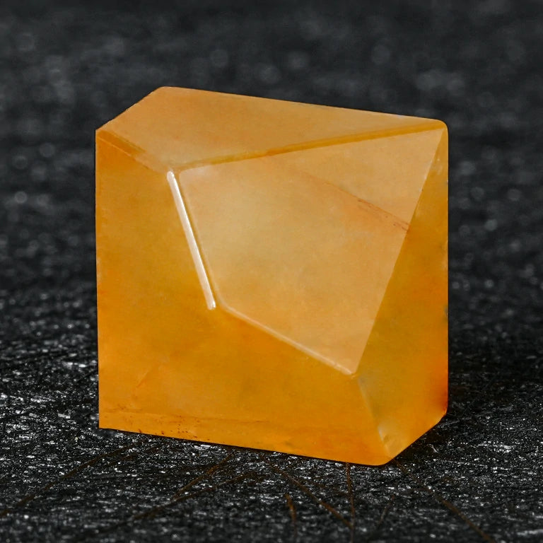 Custom Yellow Calcite Dice Set | Engraved Text, Logo & Numbers