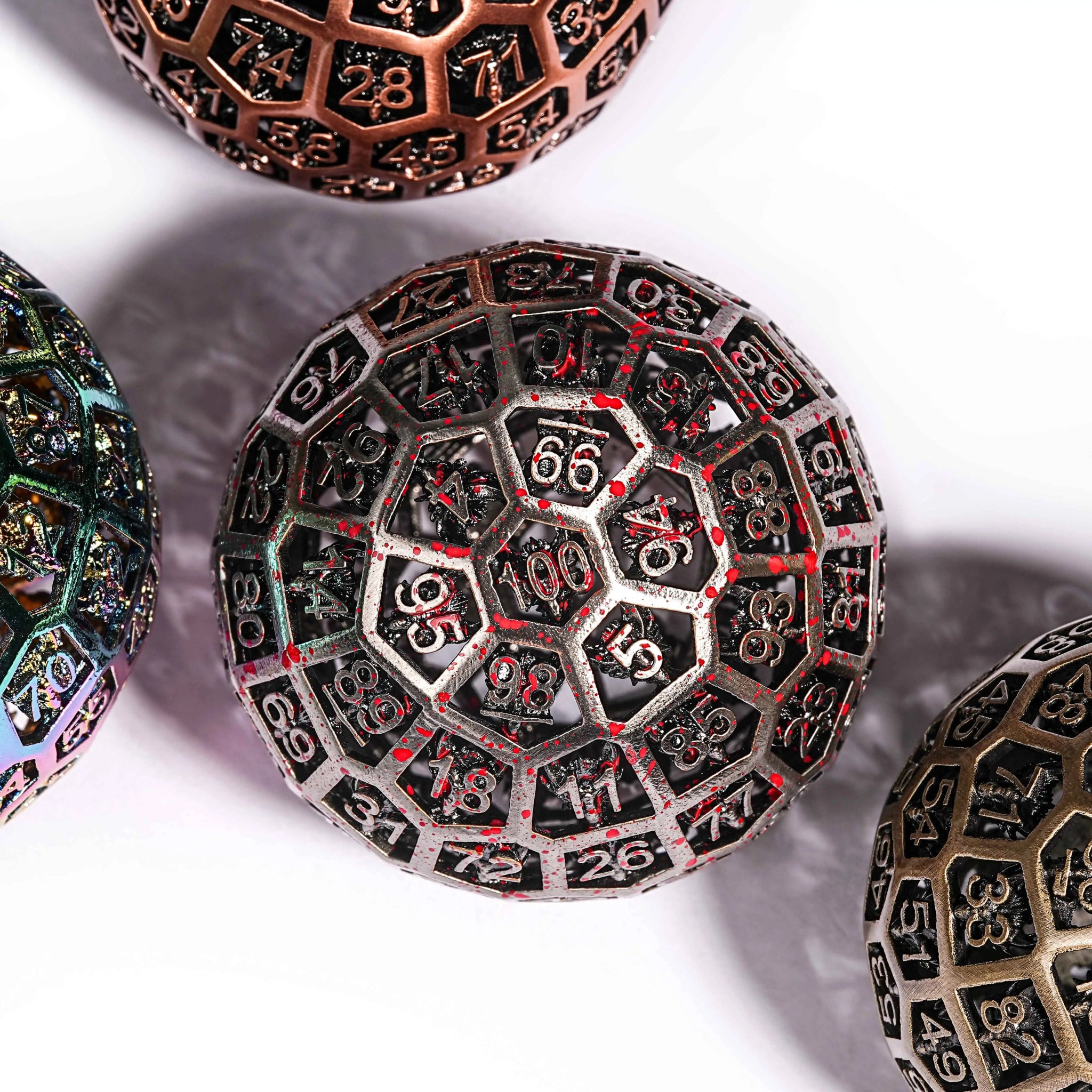 50mm Spherical Skeleton Bloodstain Creative D100 Metal Dice - Bear Dice