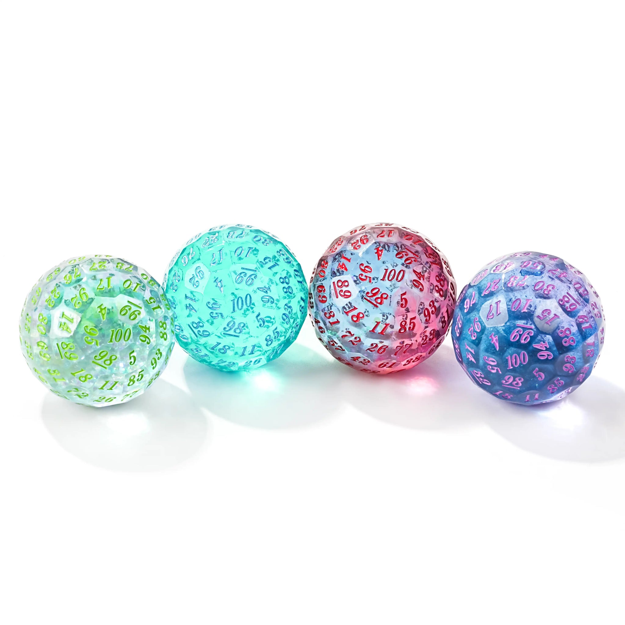 4 Quicksand Resin D100 Dice - 50mm Transparent 100-Sided Dice Ball | Bear Dice