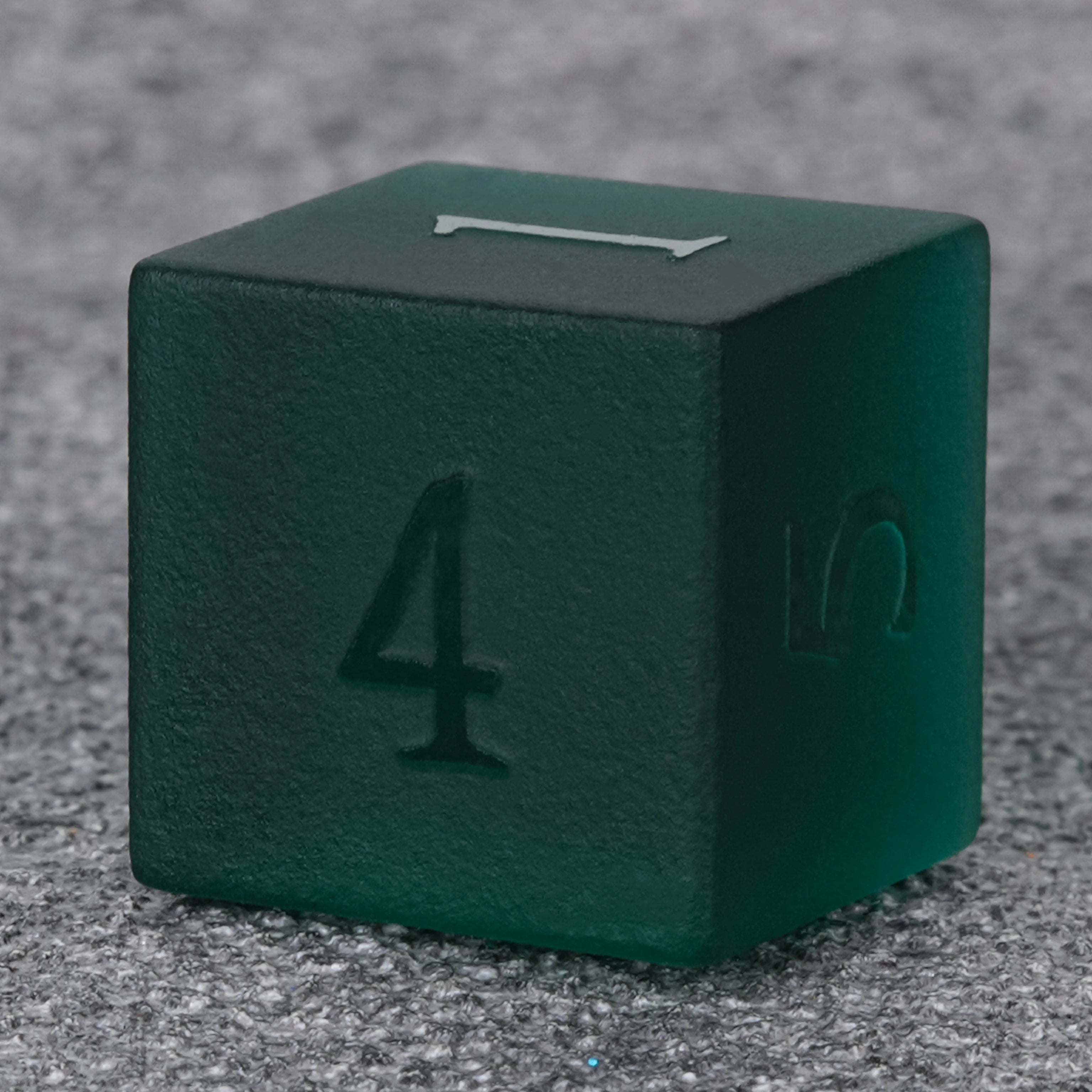 Frosted Pine-Green Glass Dice Set with Raised Numbers