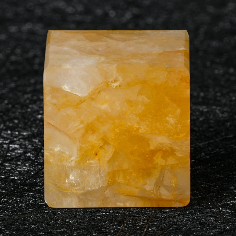 Custom Yellow Calcite Dice Set | Engraved Text, Logo & Numbers