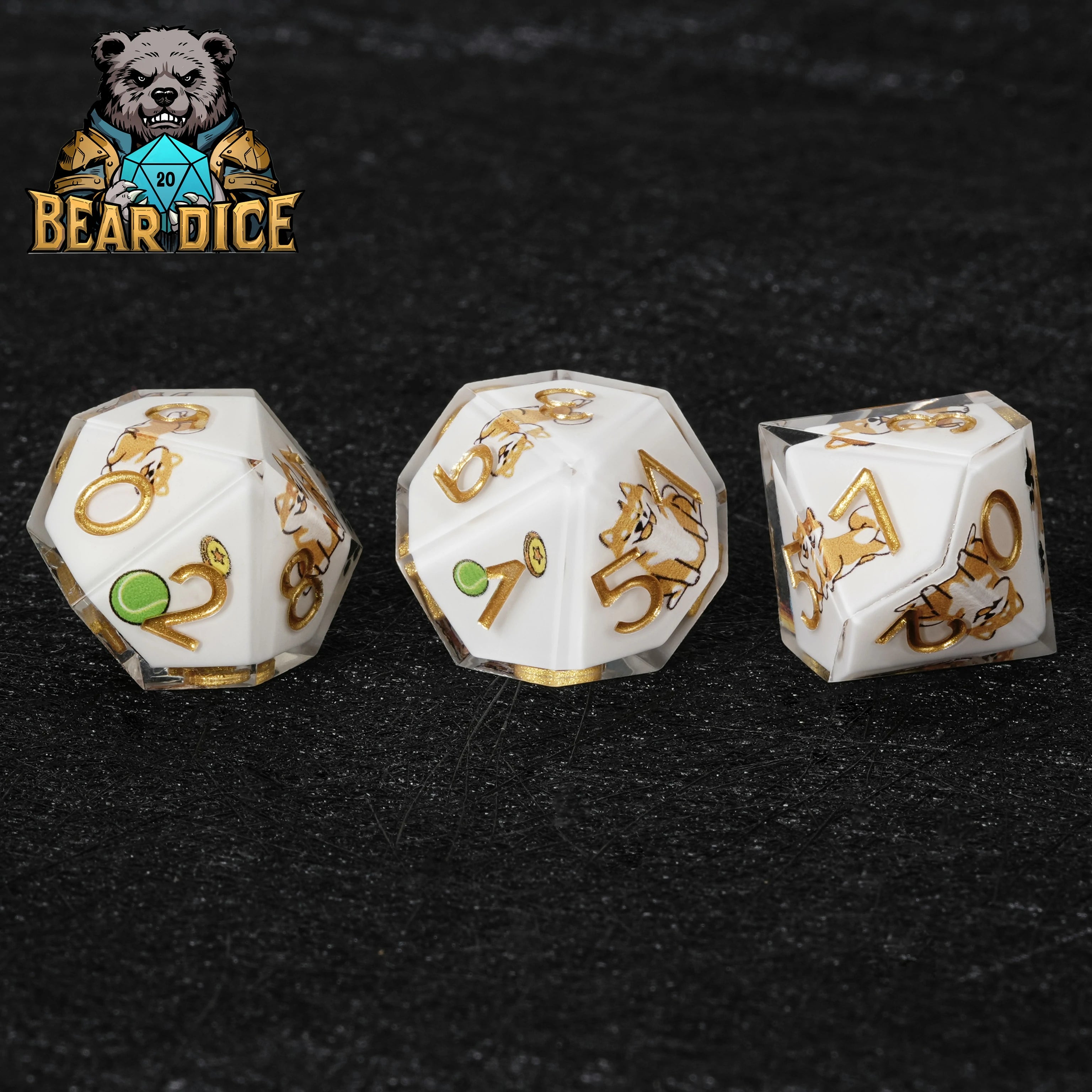 Shiba Inu White Resin DND D10 Dice | Polyhedral RPG Dice