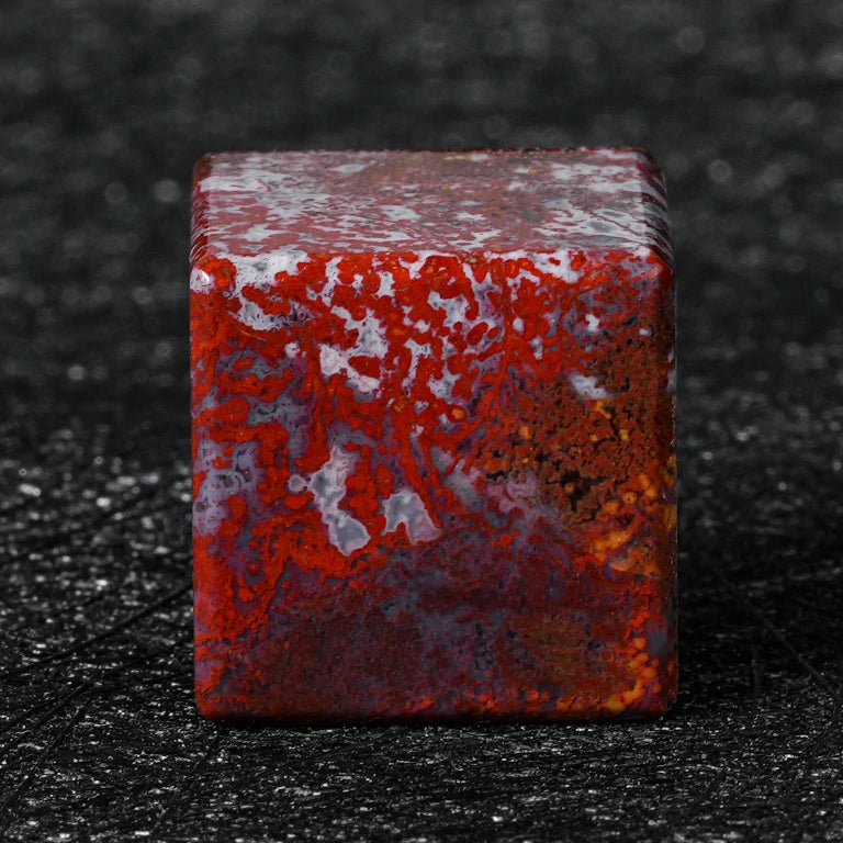 Custom Brecciated Red Jasper Gemstone Dice Set | Engraved Text, Logo & Numbers
