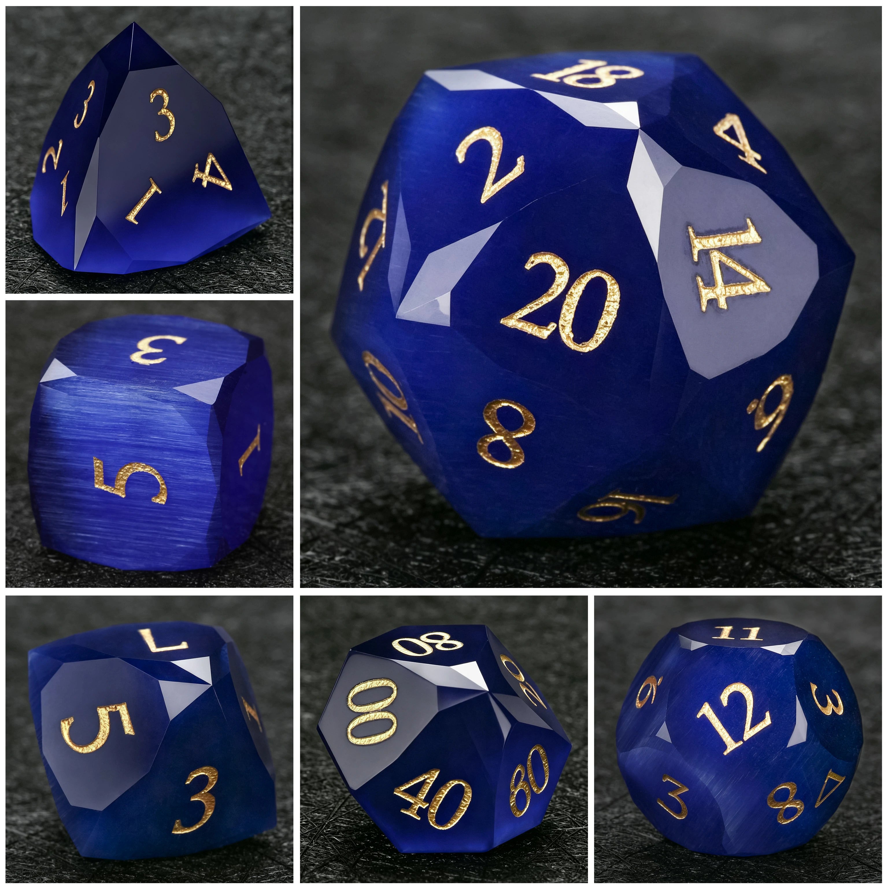 Custom Dice - Personalized DND Natural Gemstone Dice, Customizable Engraving of Fonts, Symbols, Logos