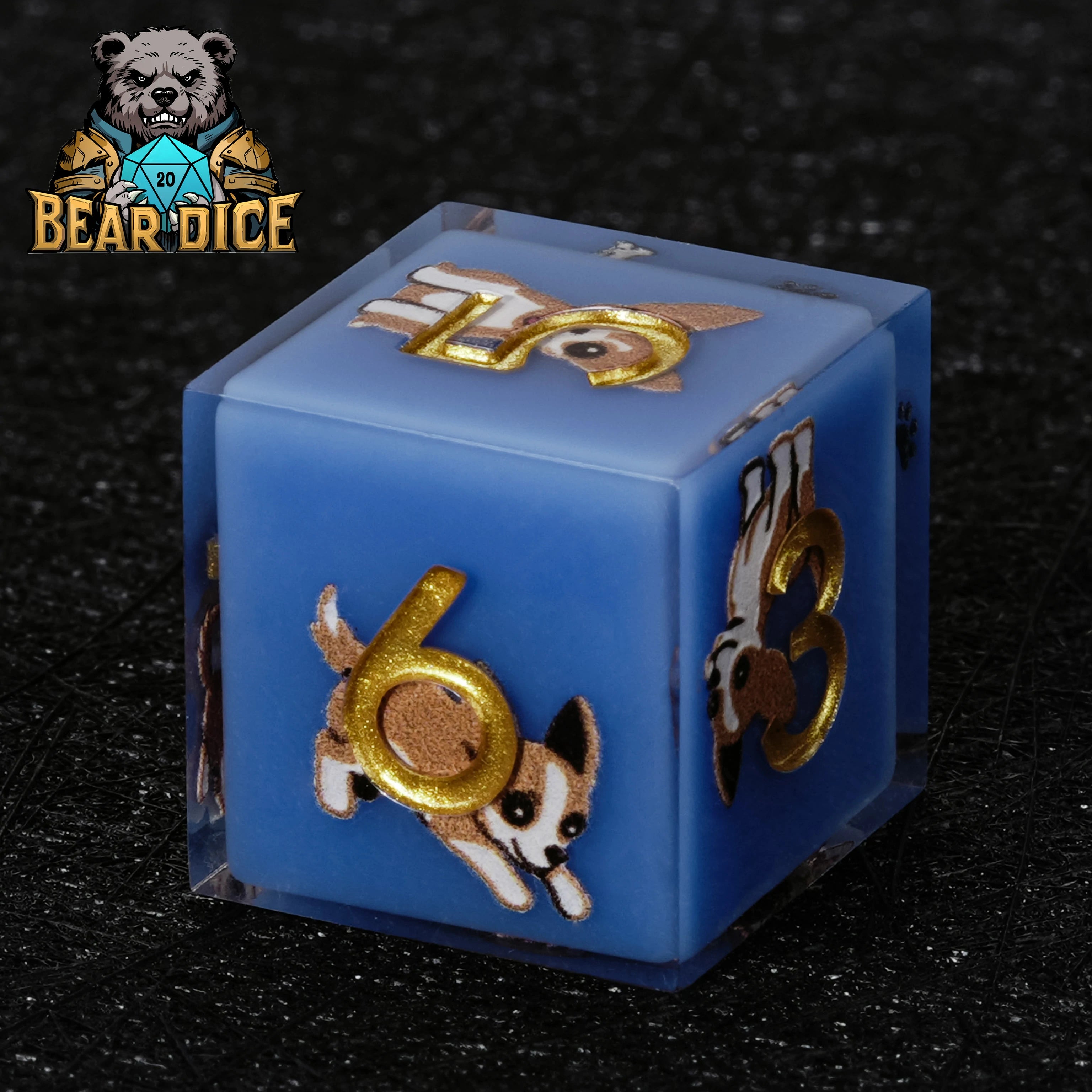 Chihuahua Blue Resin DND D6 Dice Set | Bear Dice