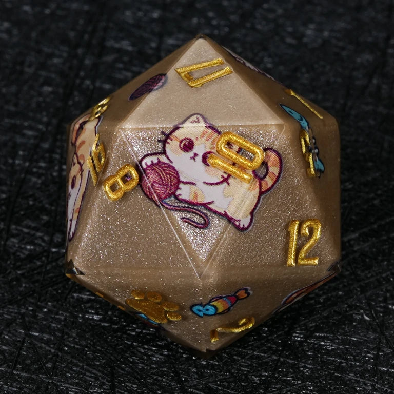 Kickstarter Dice — Cute Cat DND Resin Polyhedral Dice Set
