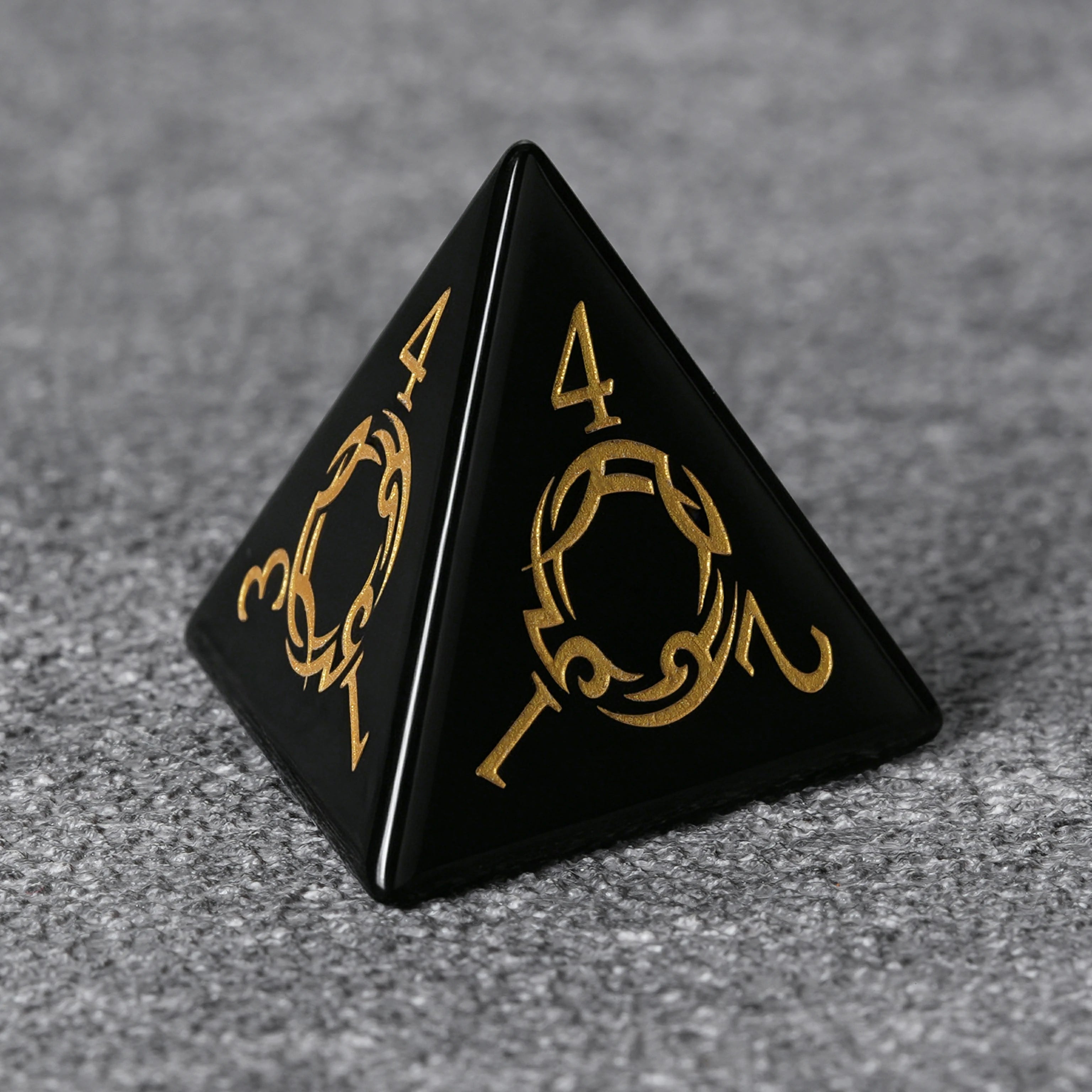 Flame Rune Obsidian Dice Set