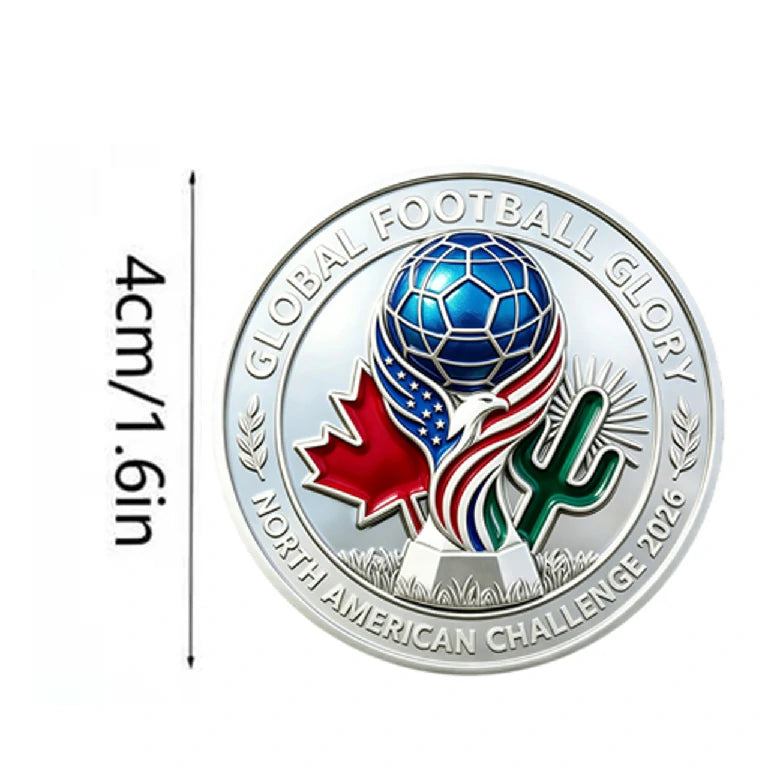 2026 World Cup 3D Embossed Commemorative Coin | Collectible Metal Football Souvenir Badge