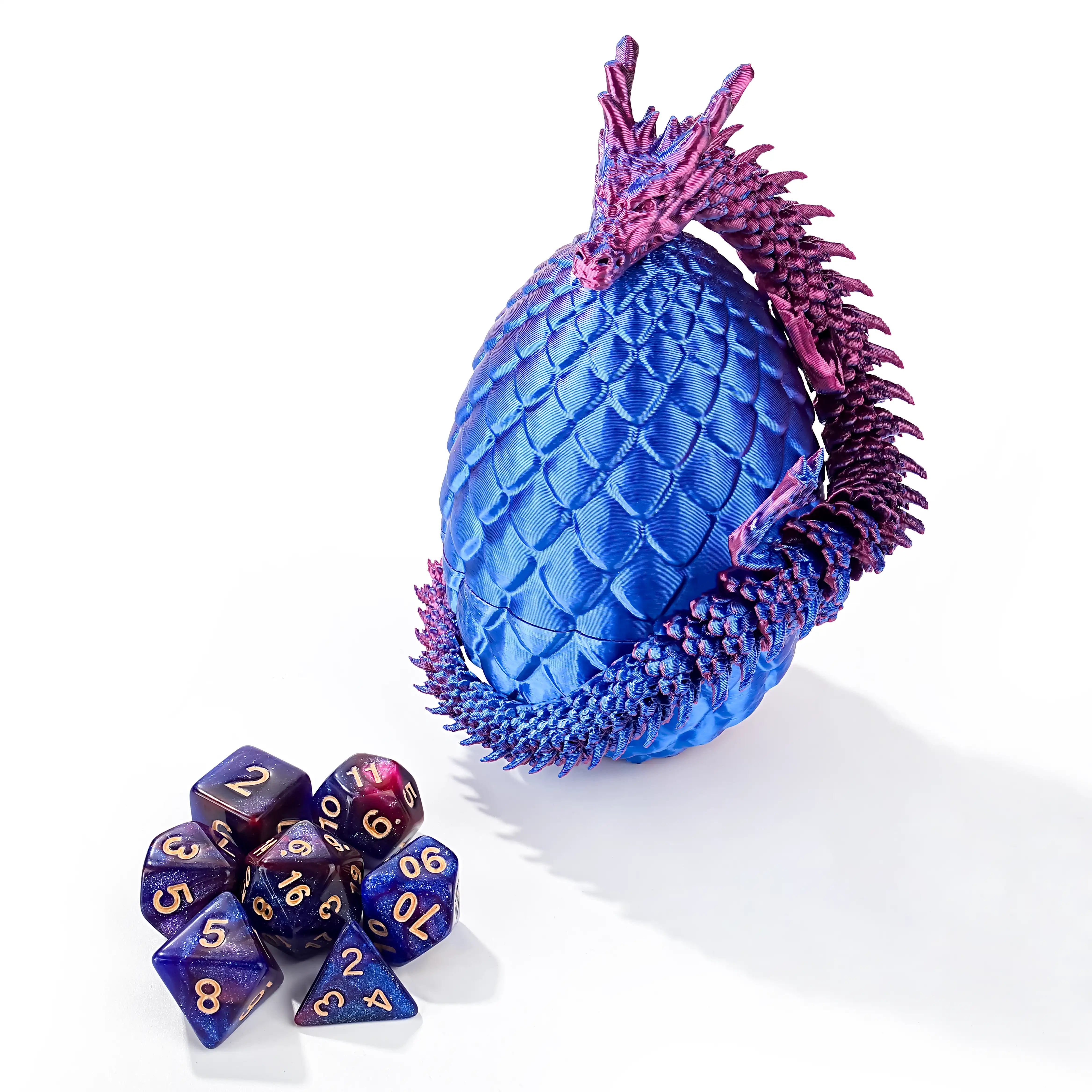 Unique 3D Printed Dragon Egg Acrylic Dice Set - DND Desktop Essentials