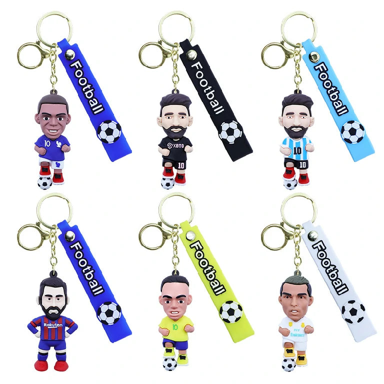 World Cup Soccer Star Keychain — Soft PVC Cartoon Charm & Small Gift