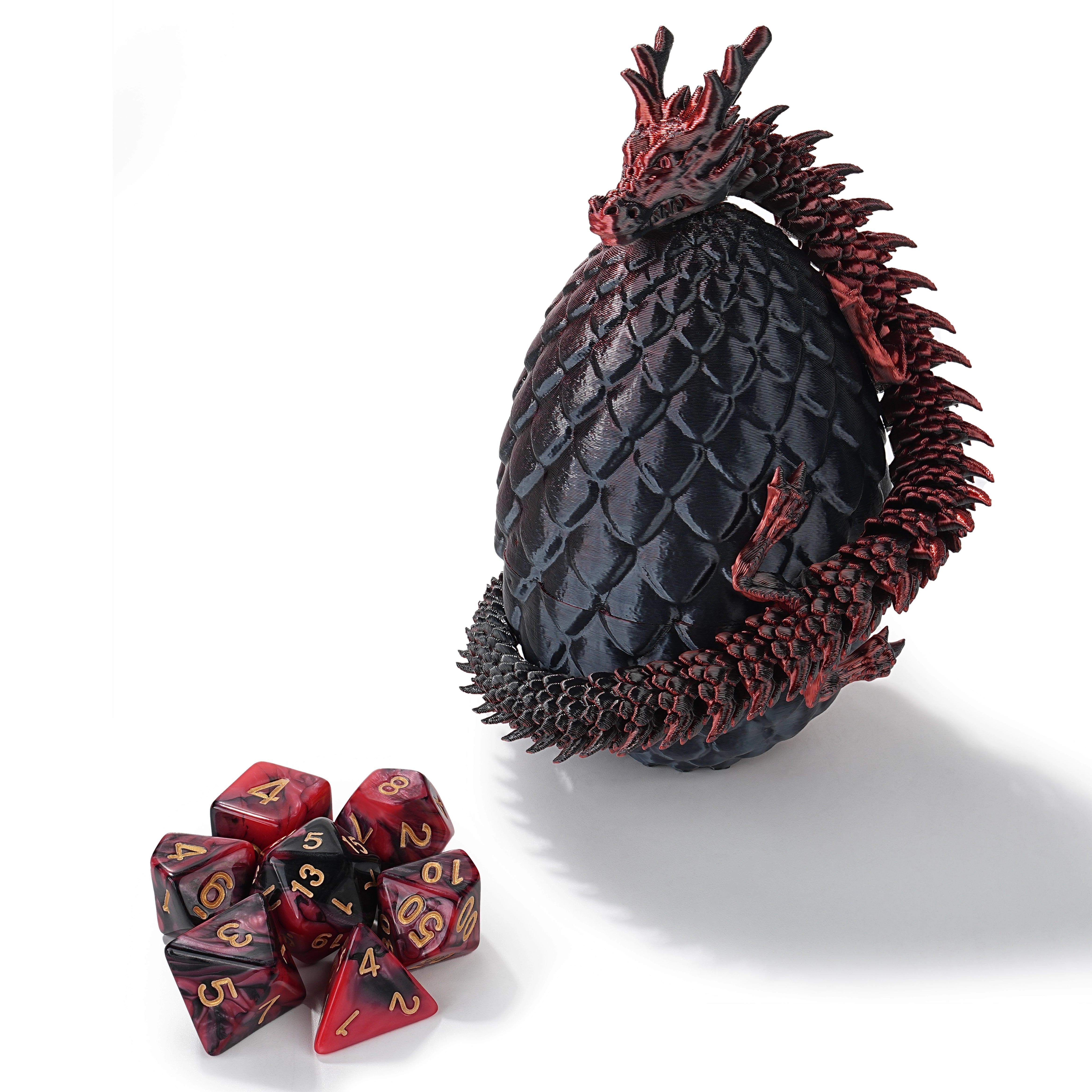 Unique 3D Printed Dragon Egg Acrylic Dice Set - DND Desktop Essentials