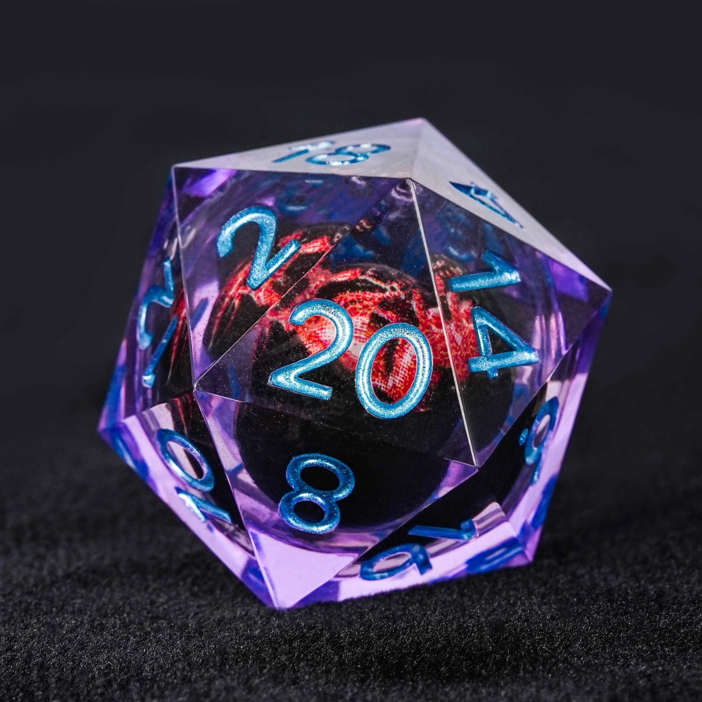 Purple resin D20 dice  with sharp edges Quicksand fang monster | Bear Dice