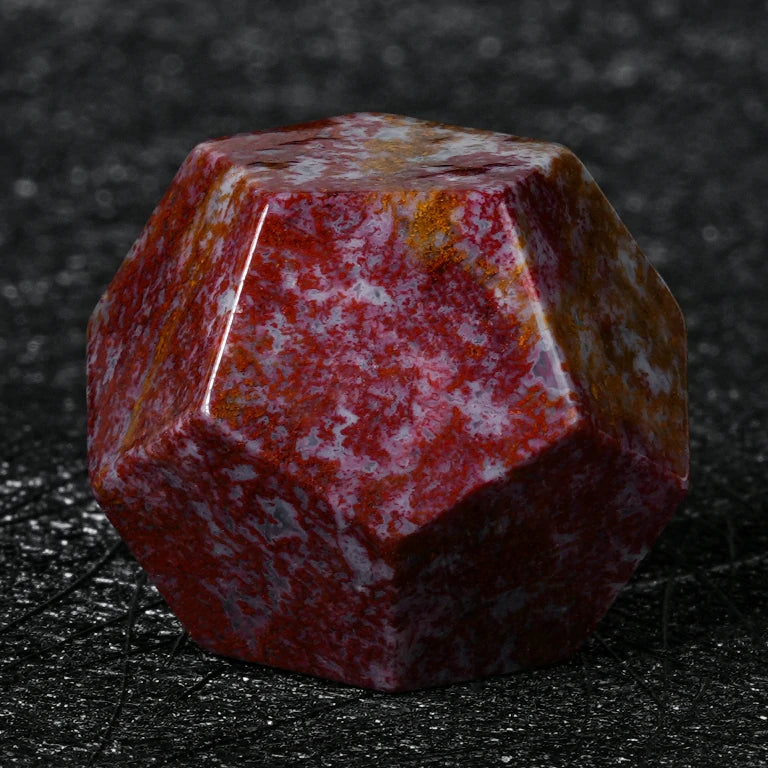 Custom Brecciated Red Jasper Gemstone Dice Set | Engraved Text, Logo & Numbers
