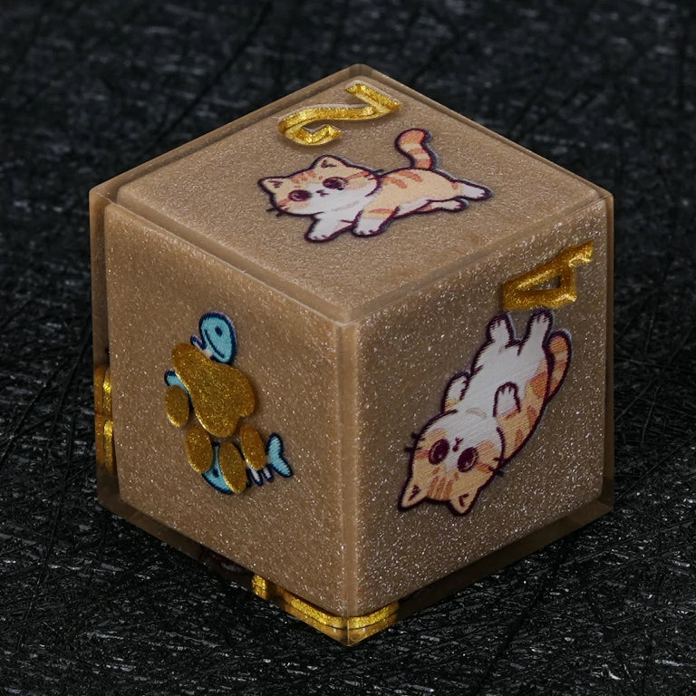Kickstarter Dice — Cute Cat DND Resin Polyhedral Dice Set