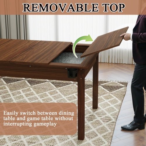 63 - inch x 40 - inch game table with removable tabletop, in vintage brown - Bear Dice
