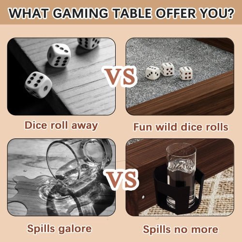 63 - inch x 40 - inch game table with removable tabletop, in vintage brown - Bear Dice