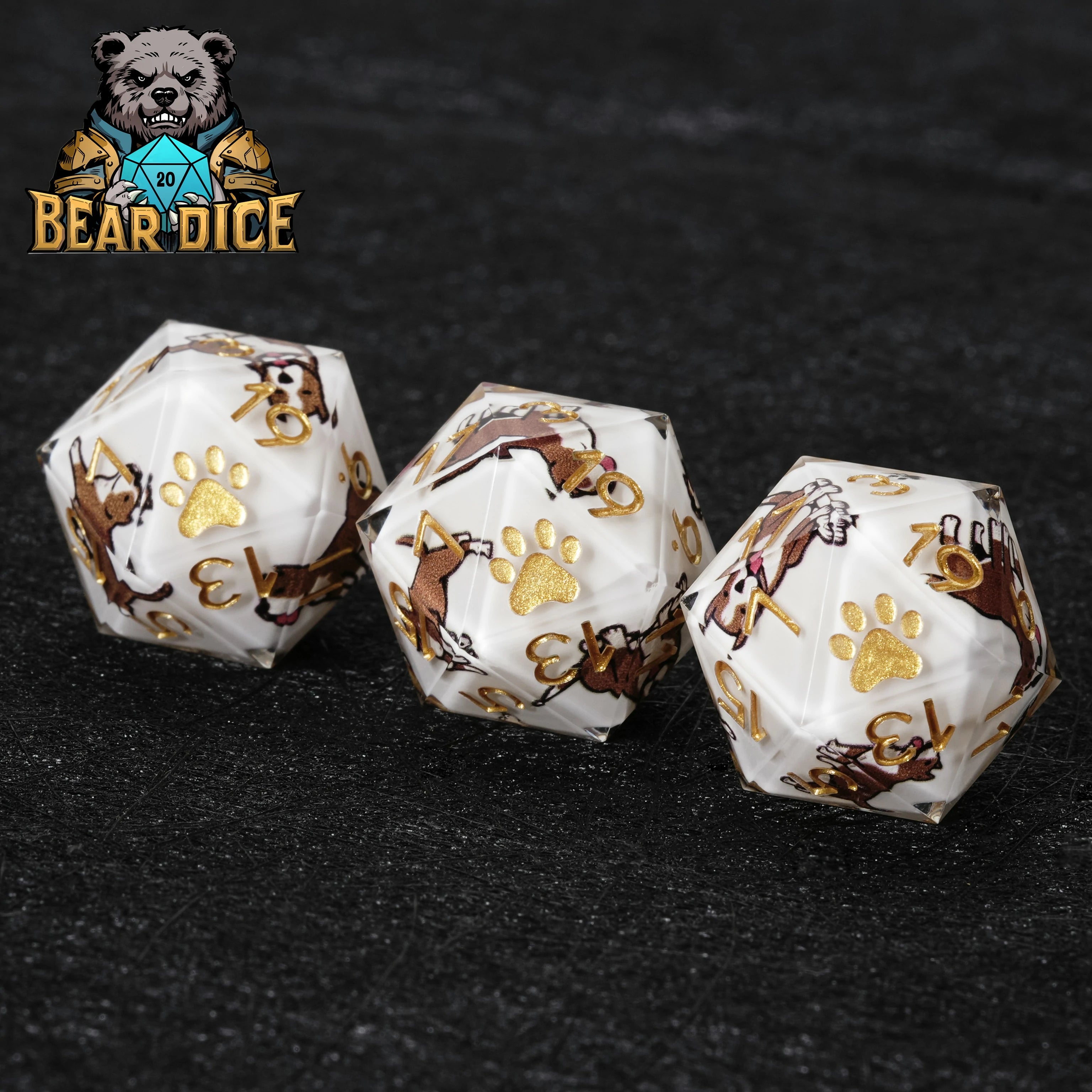 White Opal Resin DnD Dice Set | 7-Piece Polyhedral Dice for D&D & RPG