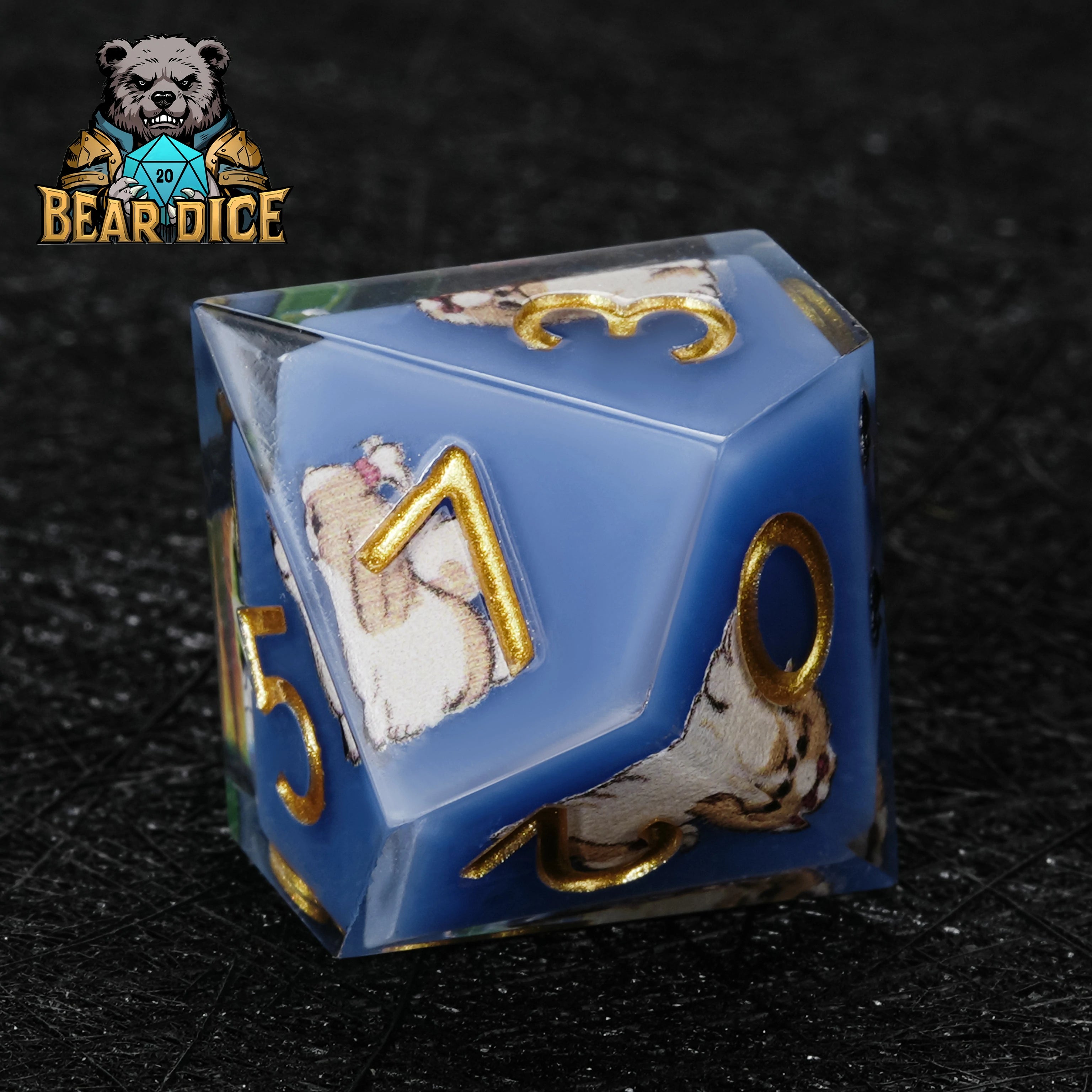 Blue Resin Shih Tzu DND D10 Dice