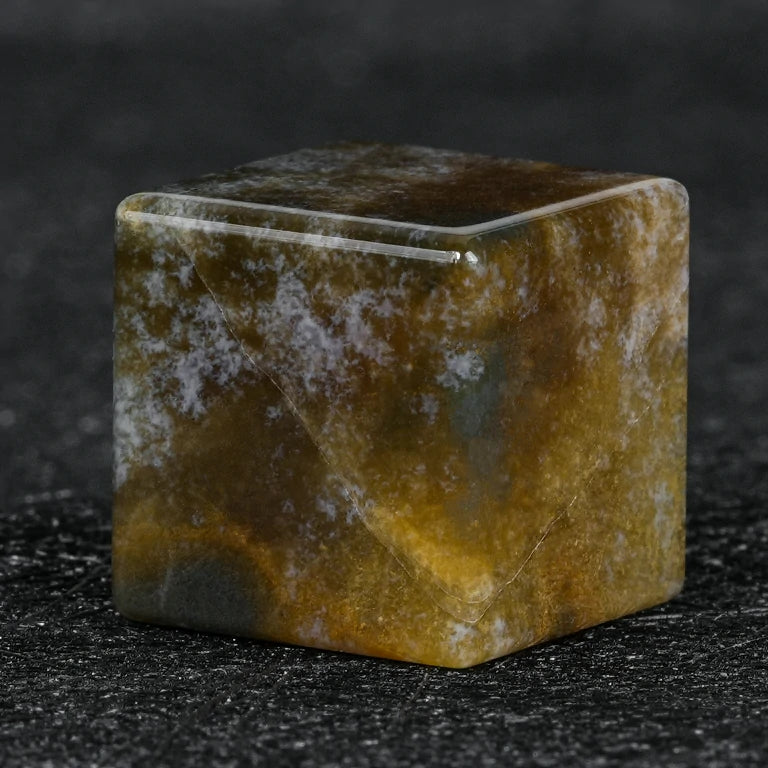 Custom Indian Agate D6 Dice | Personalized Engraved Text, Logo & Numbers